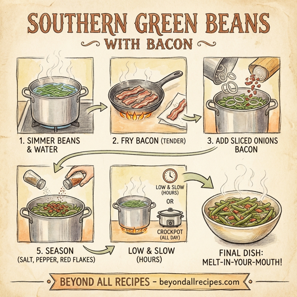 Melt-in-Your-Mouth Southern Green Beans with Bacon instructions