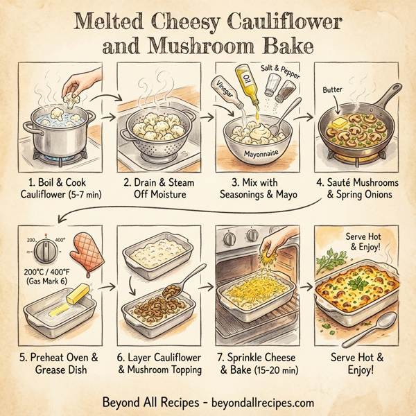 Melted Cheesy Cauliflower and Mushroom Bake instructions