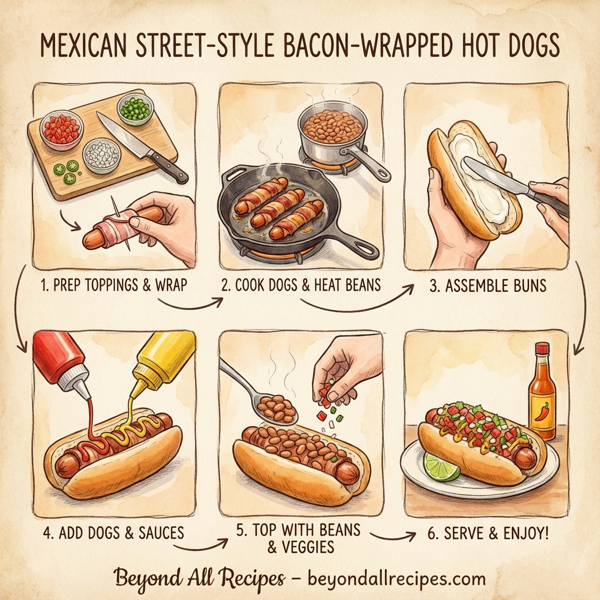 Mexican Street-Style Bacon-Wrapped Hot Dogs instructions