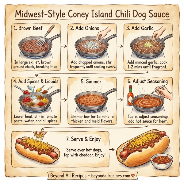 Midwest-Style Coney Island Chili Dog Sauce instructions