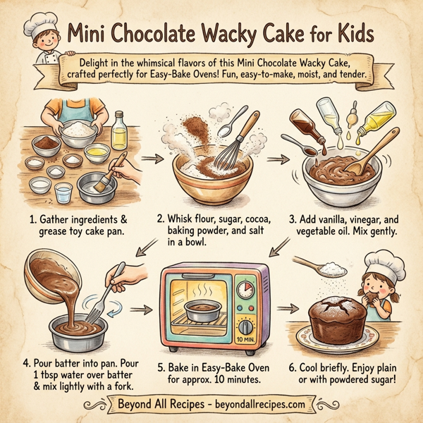Mini Chocolate Wacky Cake for Kids instructions