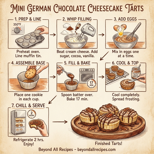 Mini German Chocolate Cheesecake Tarts instructions