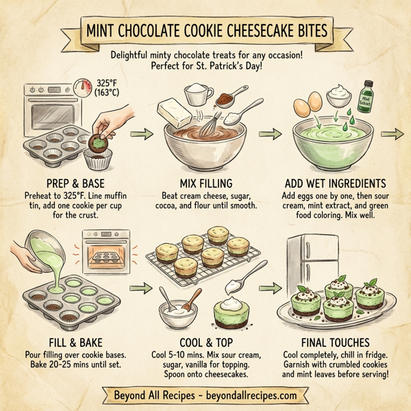 Mint Chocolate Cookie Cheesecake Bites instructions