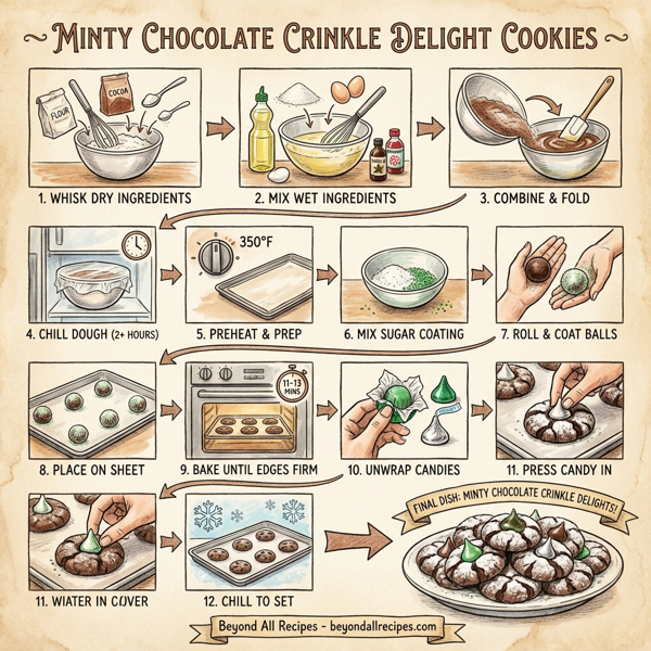 Minty Chocolate Crinkle Delight Cookies instructions