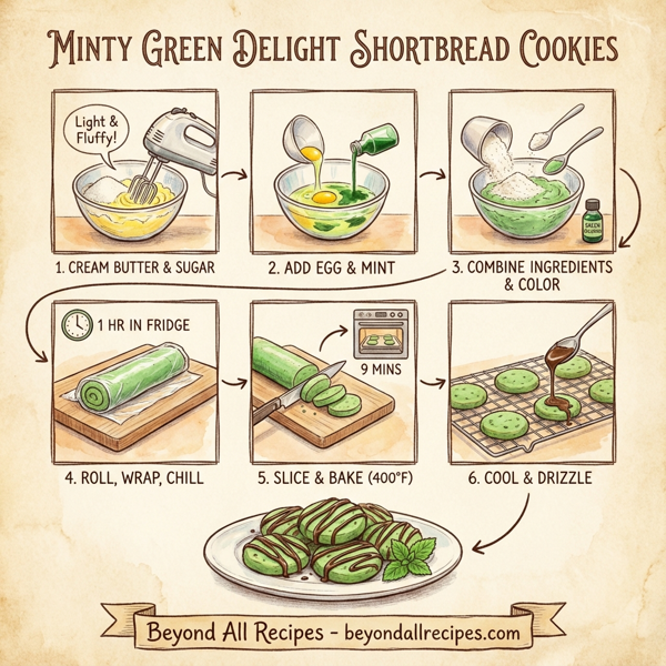 Minty Green Delight Shortbread Cookies instructions