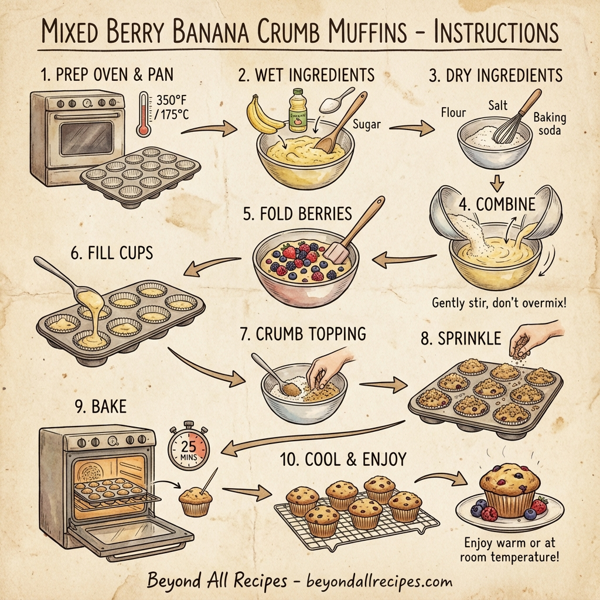 Mixed Berry Banana Crumb Muffins instructions