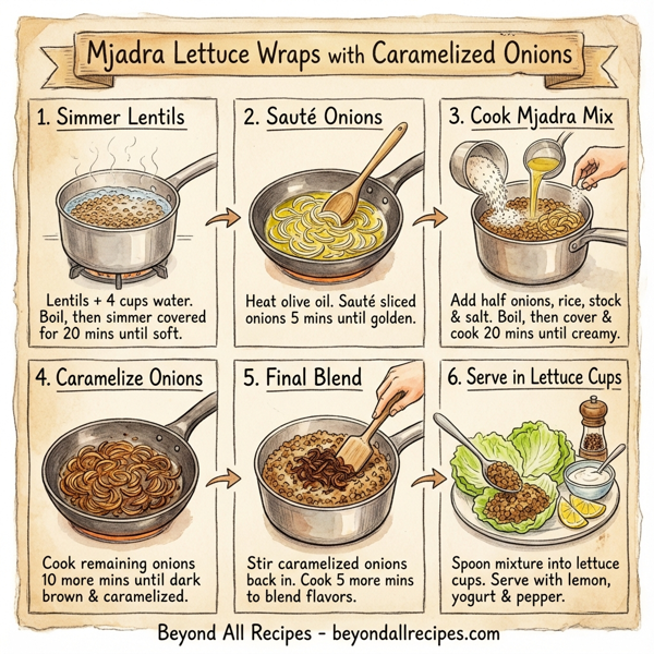 Mjadra Lettuce Wraps with Caramelized Onions instructions