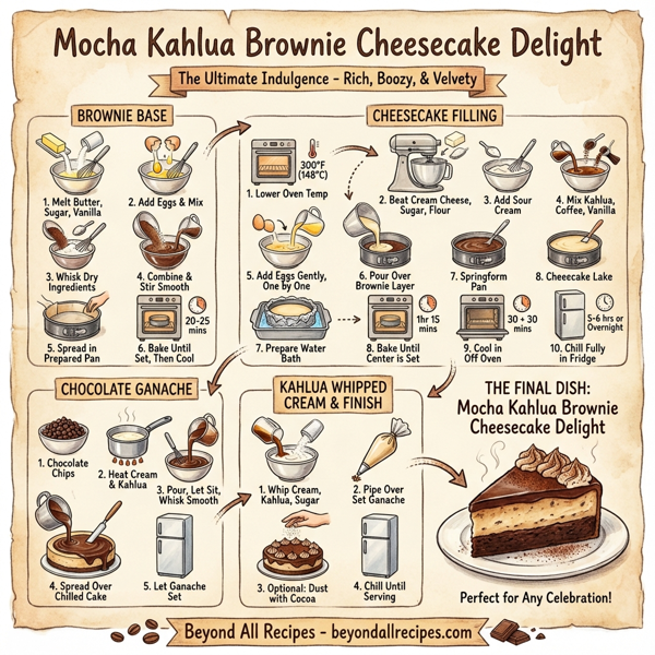 Mocha Kahlua Brownie Cheesecake Delight instructions