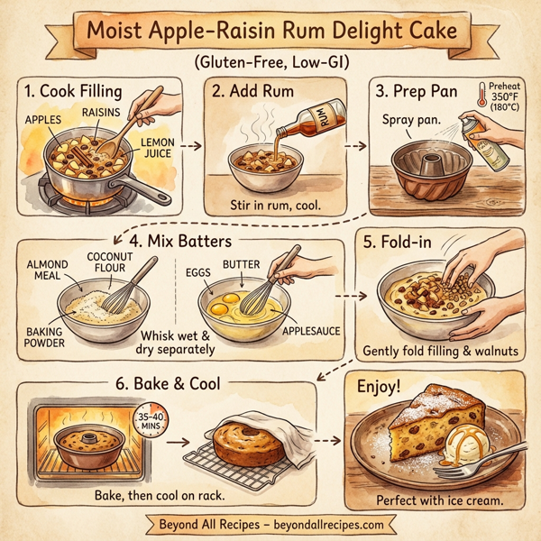 Moist Apple-Raisin Rum Delight Cake (Gluten-Free, Low-GI) instructions