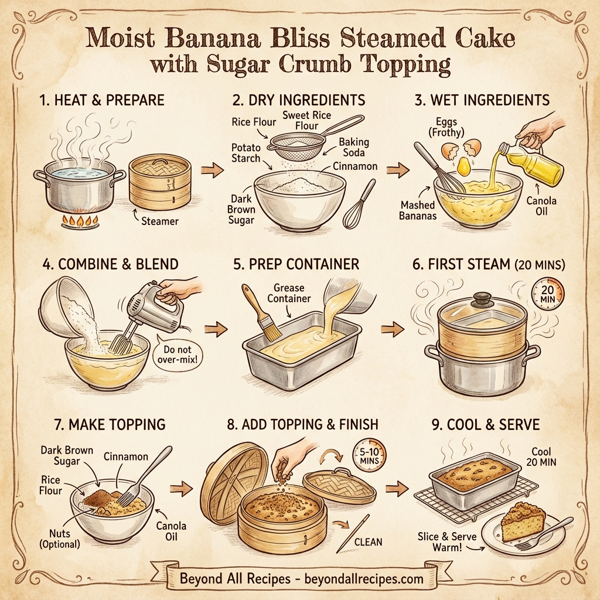 Moist Banana Bliss Steamed Cake with Sugar Crumb Topping instructions