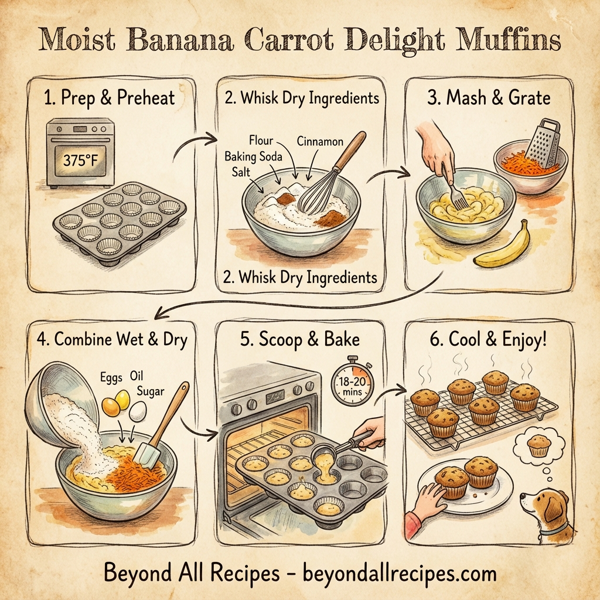 Moist Banana Carrot Delight Muffins instructions