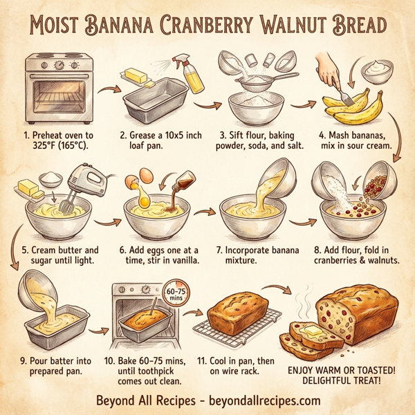 Moist Banana Cranberry Walnut Bread instructions