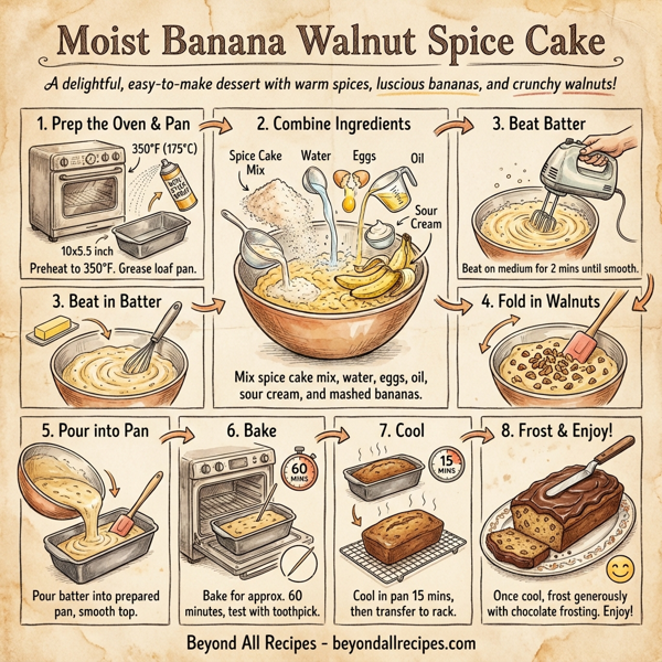 Moist Banana Walnut Spice Cake instructions