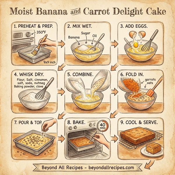 Moist Banana and Carrot Delight Cake instructions