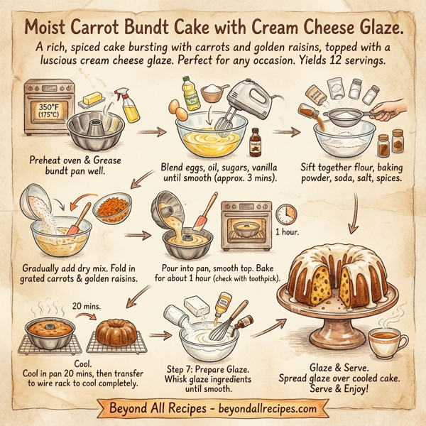 Moist Carrot Bundt Cake with Cream Cheese Glaze instructions