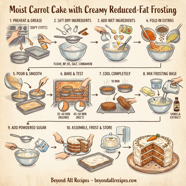 Moist Carrot Cake with Creamy Reduced-Fat Frosting instructions