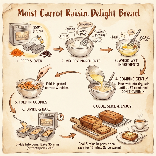 Moist Carrot Raisin Delight Bread instructions