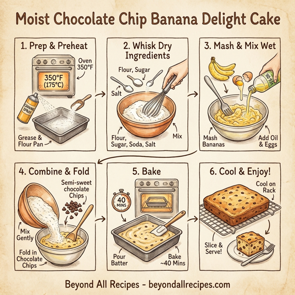 Moist Chocolate Chip Banana Delight Cake instructions