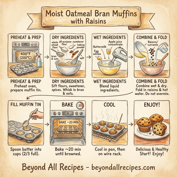 Moist Oatmeal Bran Muffins with Raisins instructions