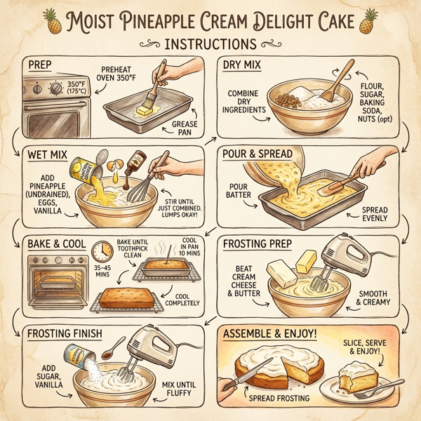Moist Pineapple Cream Delight Cake instructions