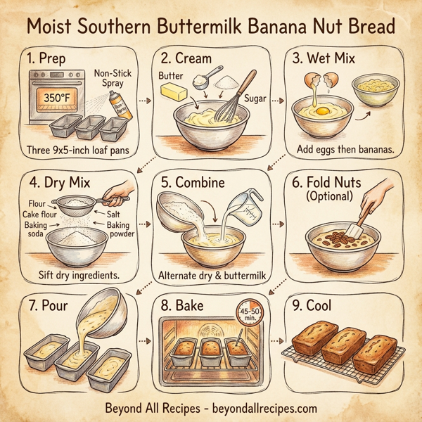 Moist Southern Buttermilk Banana Nut Bread instructions
