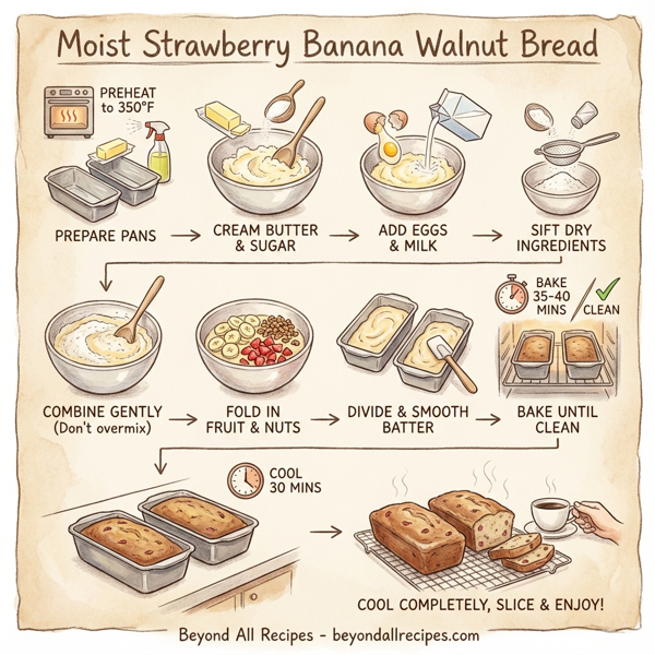 Moist Strawberry Banana Walnut Bread instructions