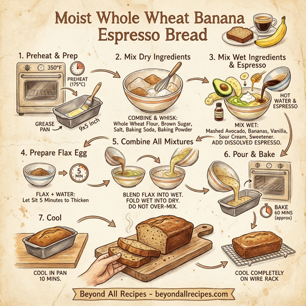 Moist Whole Wheat Banana Espresso Bread instructions
