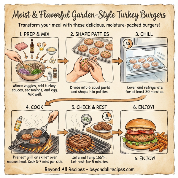 Moist & Flavorful Garden-Style Turkey Burgers instructions