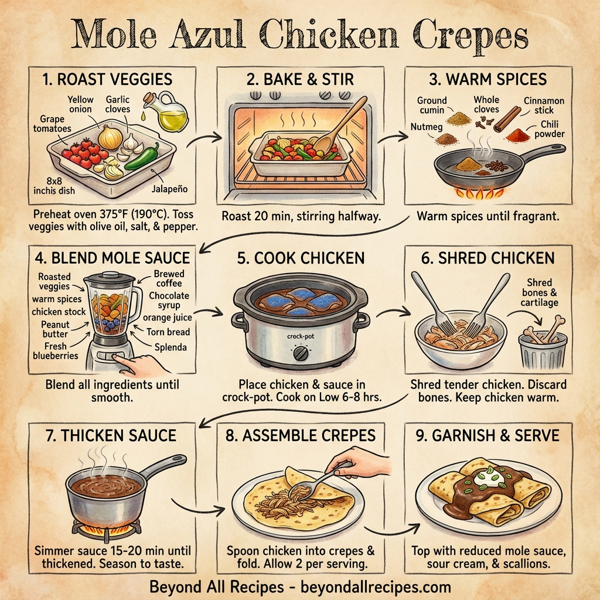 Mole Azul Chicken Crepes instructions