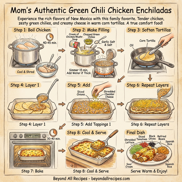 Mom's Authentic Green Chili Chicken Enchiladas instructions