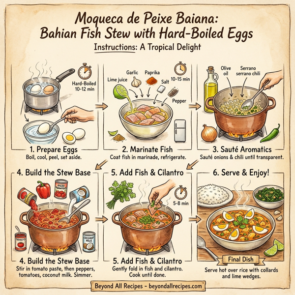 Moqueca de Peixe Baiana: Bahian Fish Stew with Hard-Boiled Eggs instructions