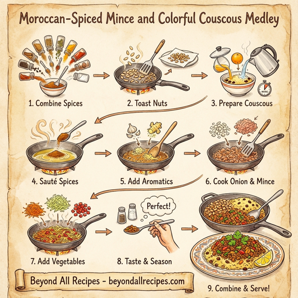 Moroccan-Spiced Mince and Colorful Couscous Medley instructions