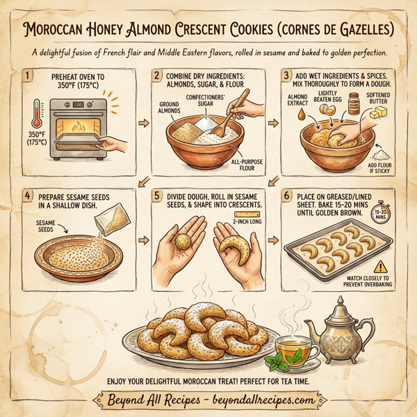 Moroccan Honey Almond Crescent Cookies instructions