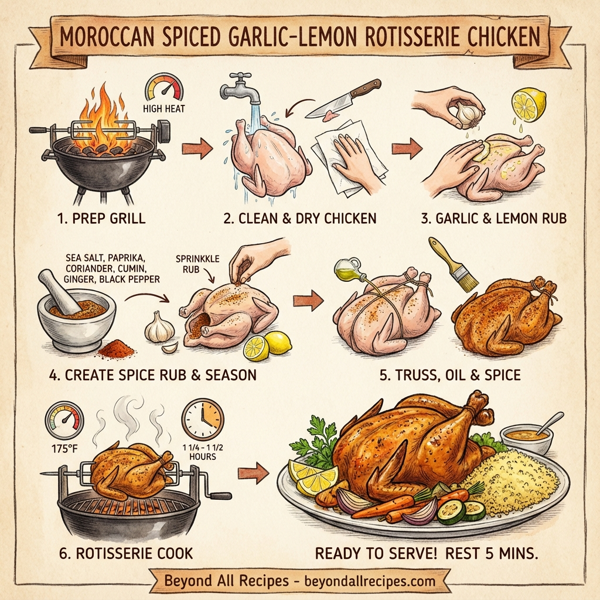 Moroccan Spiced Garlic-Lemon Rotisserie Chicken instructions