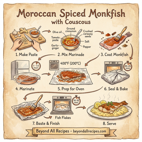 Moroccan Spiced Monkfish with Couscous instructions