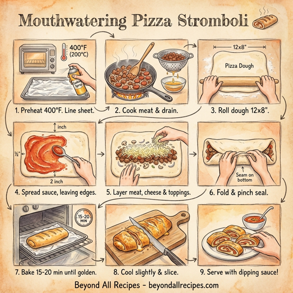Mouthwatering Pizza Stromboli instructions