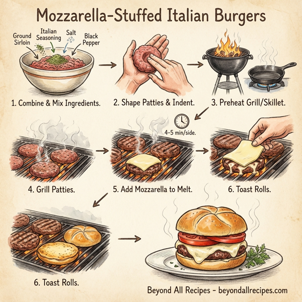 Mozzarella-Stuffed Italian Burgers instructions