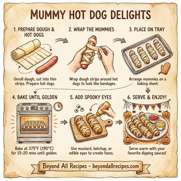 Mummy Hot Dog Delights instructions