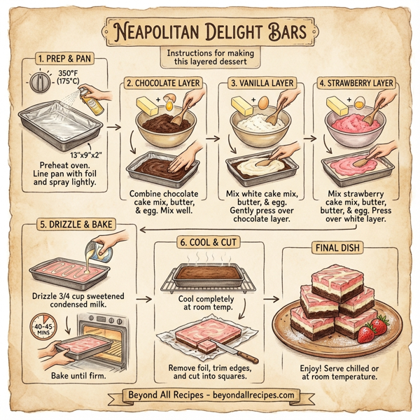 Neapolitan Delight Bars instructions