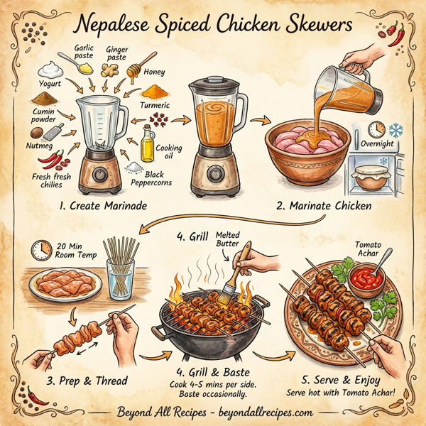 Nepalese Spiced Chicken Skewers instructions