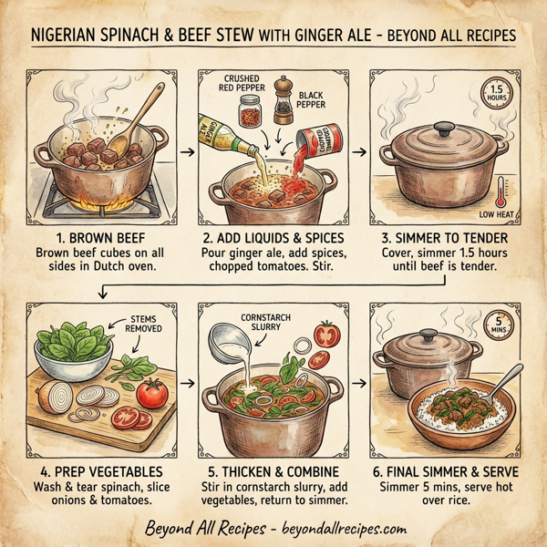 Nigerian Spinach and Beef Stew with Ginger Ale instructions