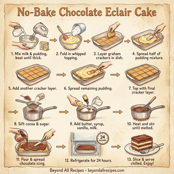 No-Bake Chocolate Eclair Cake instructions