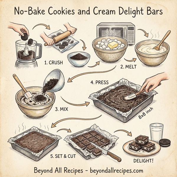 No-Bake Cookies and Cream Delight Bars instructions