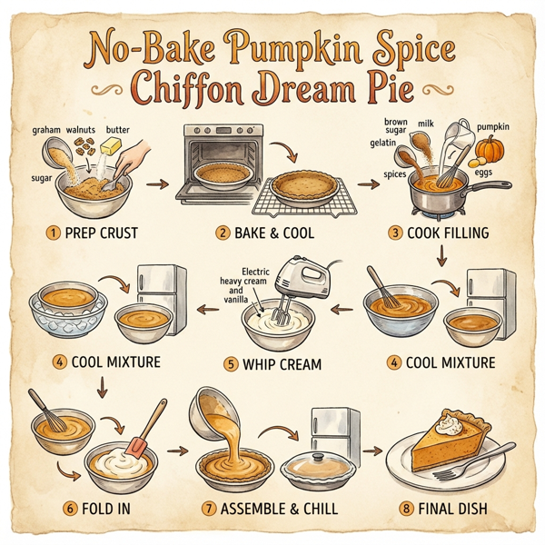 No-Bake Pumpkin Spice Chiffon Dream Pie instructions