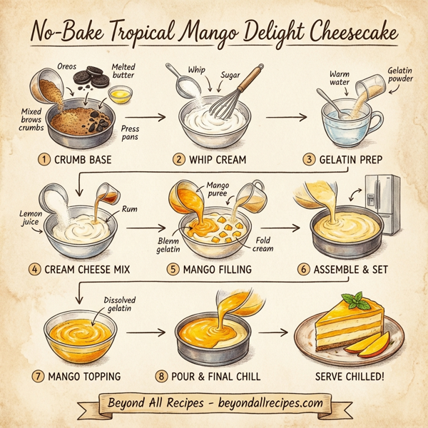 No-Bake Tropical Mango Delight Cheesecake instructions