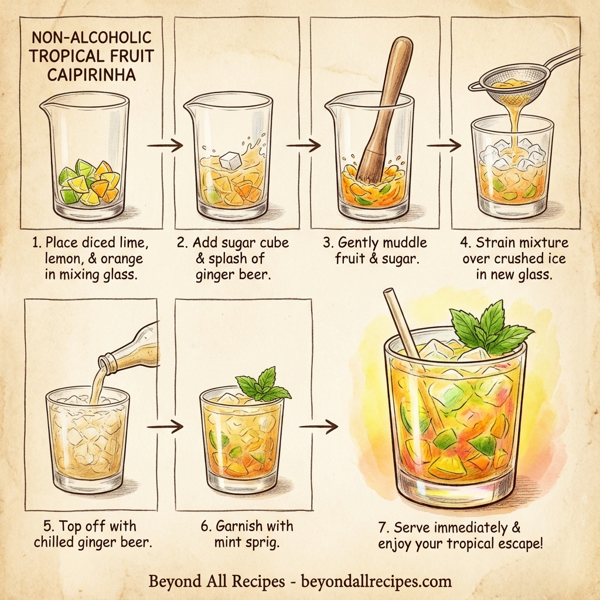 Non-Alcoholic Tropical Fruit Caipirinha instructions