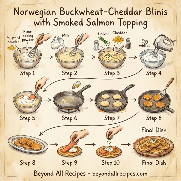 Norwegian Buckwheat-Cheddar Blinis with Smoked Salmon Topping instructions