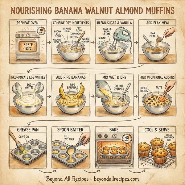 Nourishing Banana Walnut Almond Muffins instructions