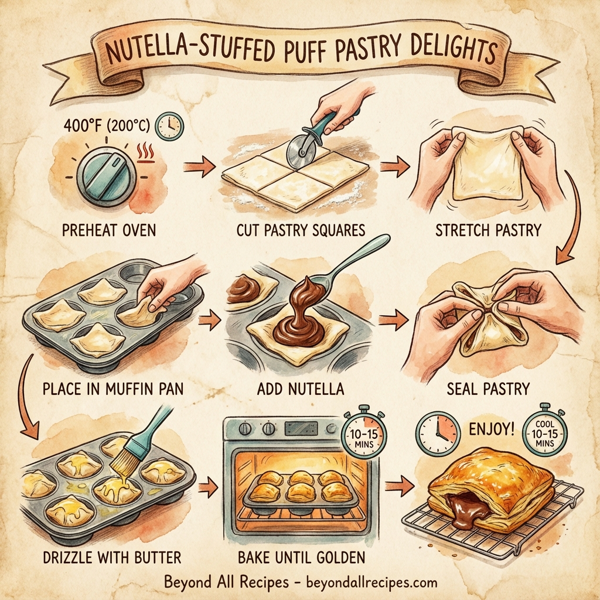 Nutella-Stuffed Puff Pastry Delights instructions