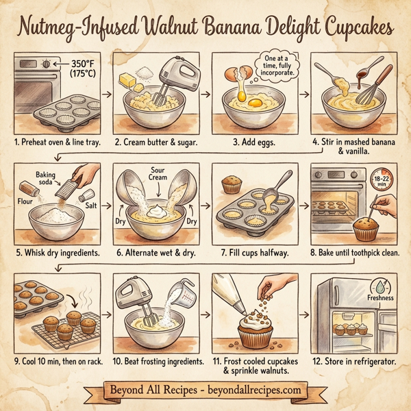 Nutmeg-Infused Walnut Banana Delight Cupcakes instructions